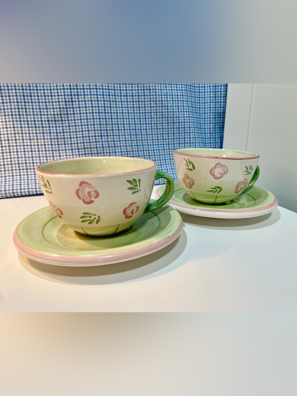 Bella Ceramica “Pastis” Tea Set – 2 Teacups & 2 Saucers | Hand-Painted